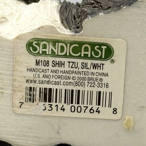 Sandicast Shih Tzu Dog Figurine Silver and White Figurine Brue 2000 M108 Gray - Picture 11 of 11